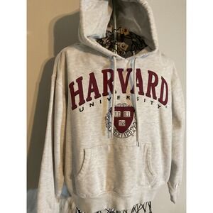 HM LOGG Harvard University Hoodie Grey Heather Crest Sweatshirt Mens Large